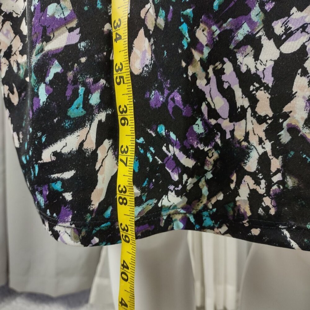 Mossimo Black, Purple, Cream, Abstract Sleeveless Stretch Back Zip Midi Dress XL - Picture 7 of 12